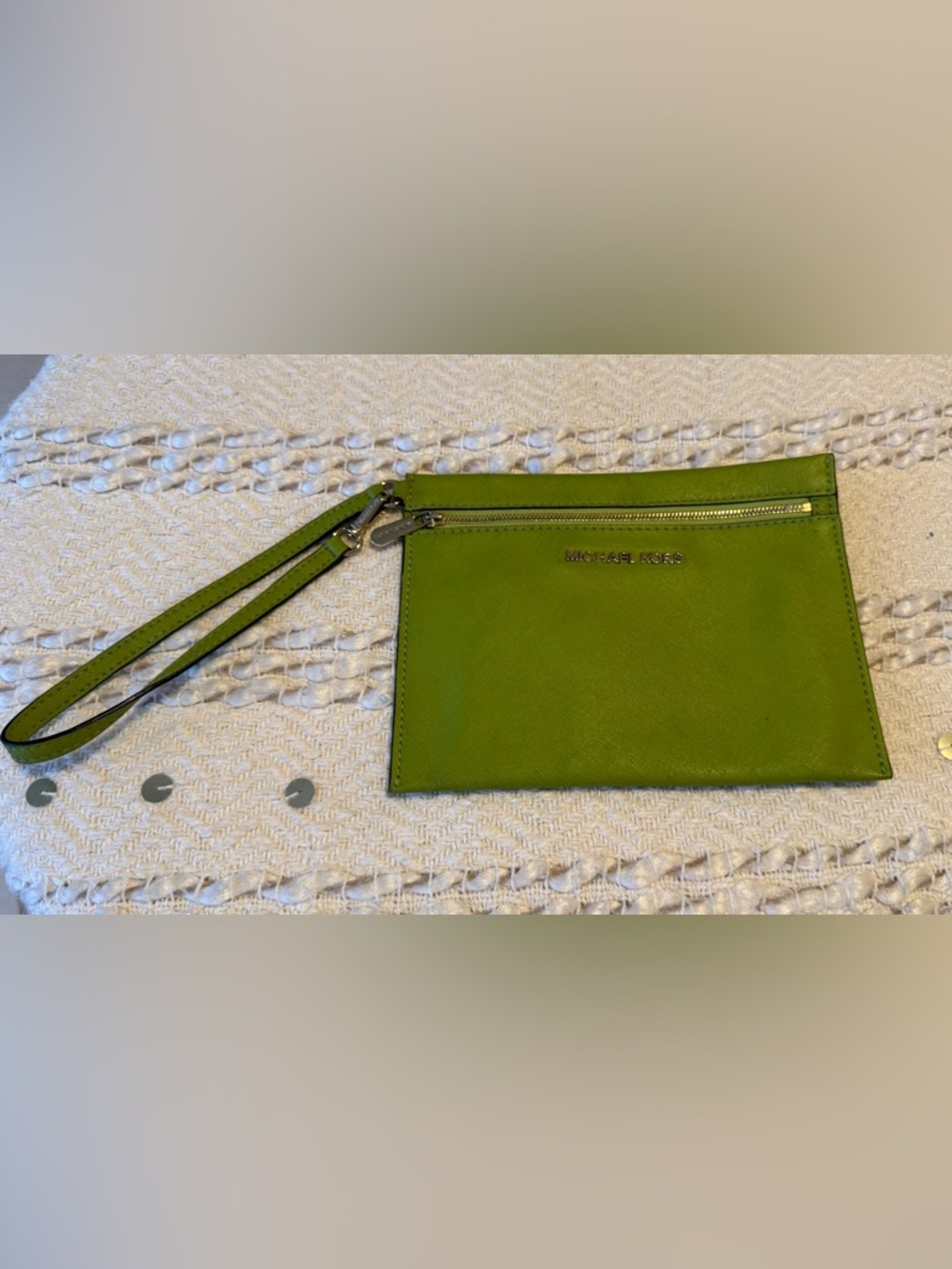 Michael Kors Chartreuse Saffiano Leather Wristlet